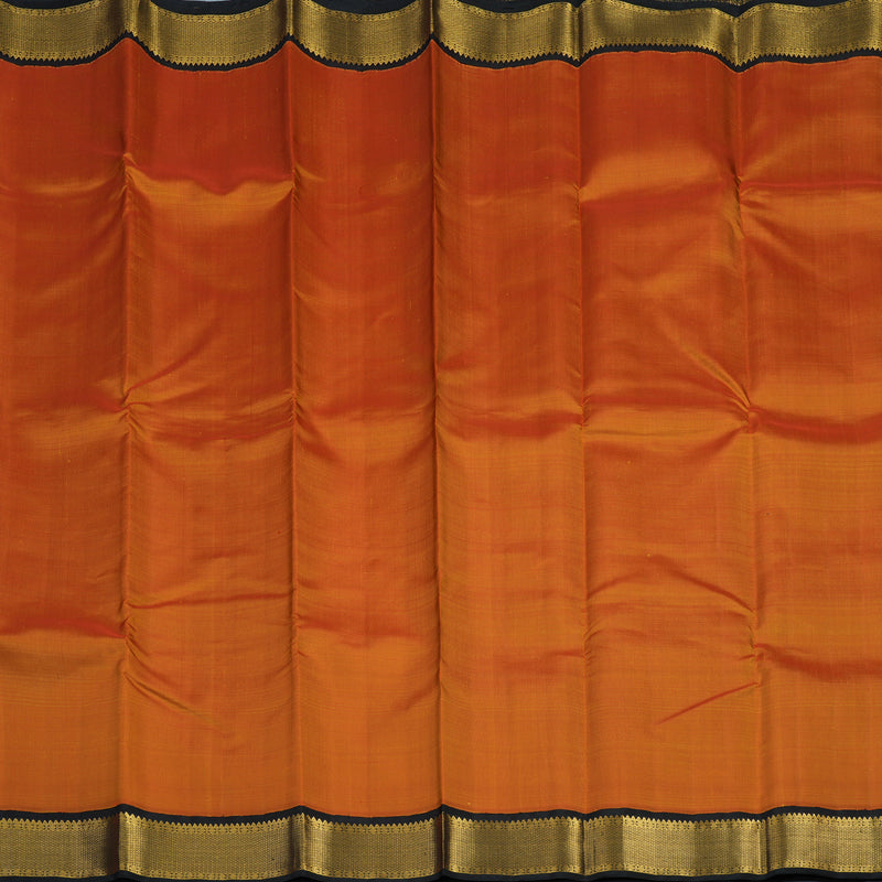 Hayagrivas Handloom Sunset Orange Kanjivaram Silk Saree with Black Border KBF12D1-5