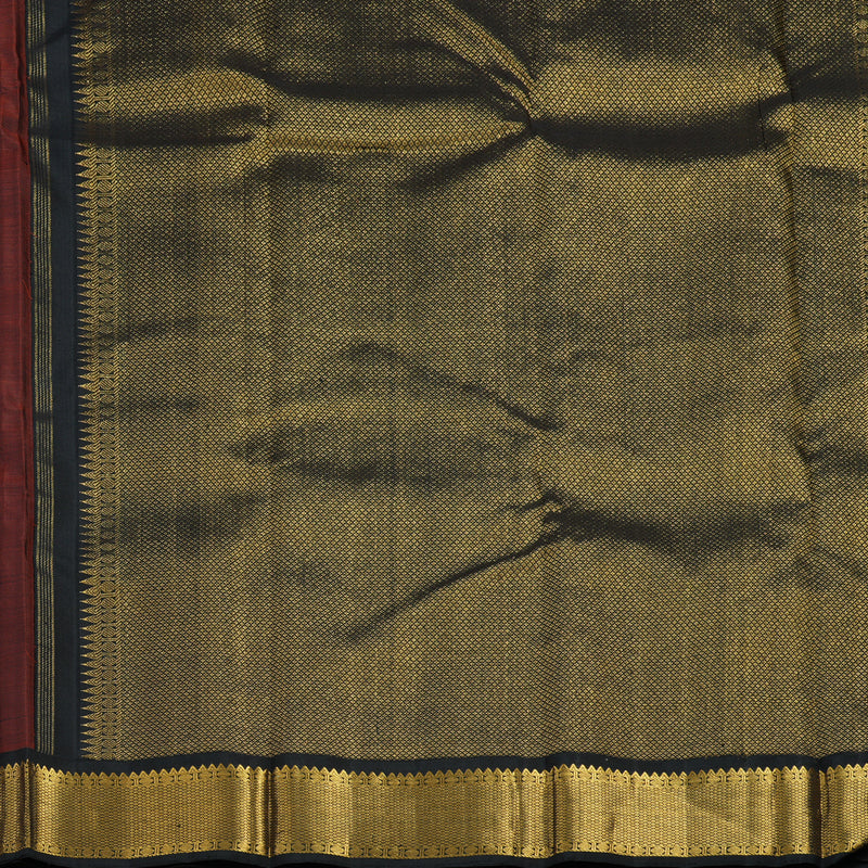 Hayagrivas Handloom Sunset Orange Kanjivaram Silk Saree with Black Border KBF12D1-5