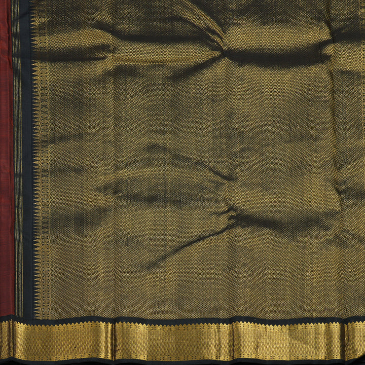 Hayagrivas Handloom Sunset Orange Kanjivaram Silk Saree with Black Border KBF12D1-5