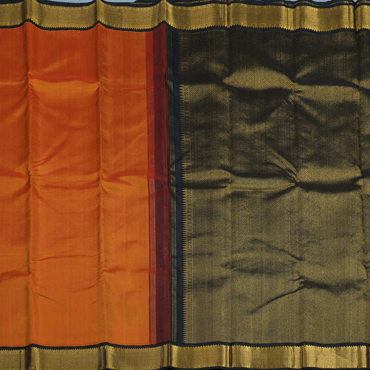 Hayagrivas Handloom Sunset Orange Kanjivaram Silk Saree with Black Border KBF12D1-5