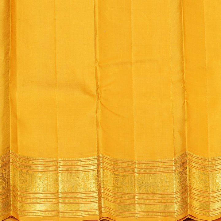 Hayagrivas Handloom Magenta Kanjivaram Silk Saree with Mustard Yellow Border KBF130D4-1