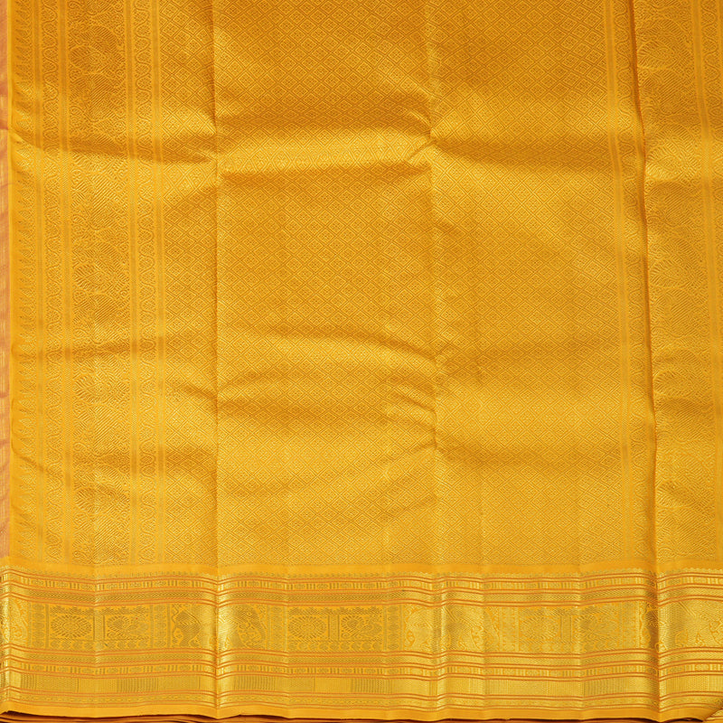 Hayagrivas Handloom Magenta Kanjivaram Silk Saree with Mustard Yellow Border KBF130D4-1