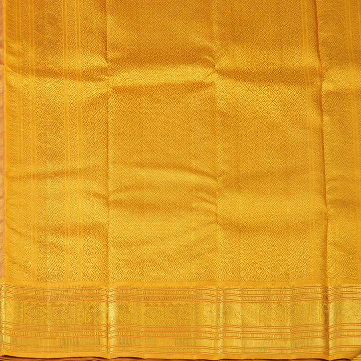 Hayagrivas Handloom Magenta Kanjivaram Silk Saree with Mustard Yellow Border KBF130D4-1
