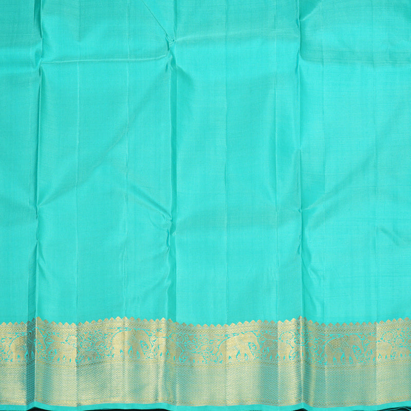 Hayagrivas Handloom Purple Kanjivaram Silk Saree with Teal Border KBF130D4-2