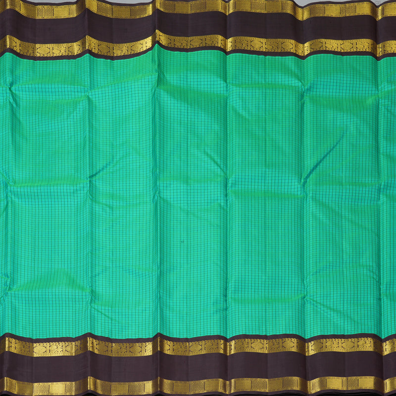 Hayagrivas Handloom Aqua Green Kanjivaram Silk Saree with Plum Purple Border KBF131D1-1