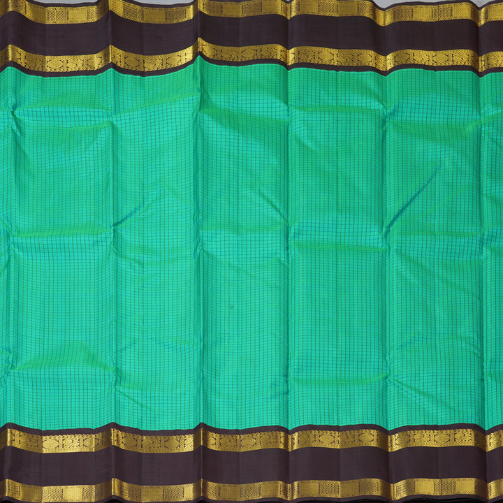 Hayagrivas Handloom Aqua Green Kanjivaram Silk Saree with Plum Purple Border KBF131D1-1