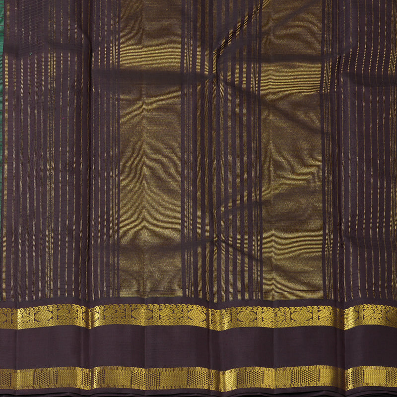 Hayagrivas Handloom Aqua Green Kanjivaram Silk Saree with Plum Purple Border KBF131D1-1