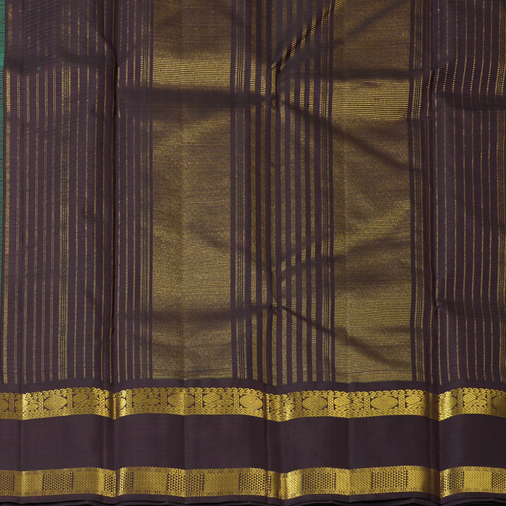 Hayagrivas Handloom Aqua Green Kanjivaram Silk Saree with Plum Purple Border KBF131D1-1