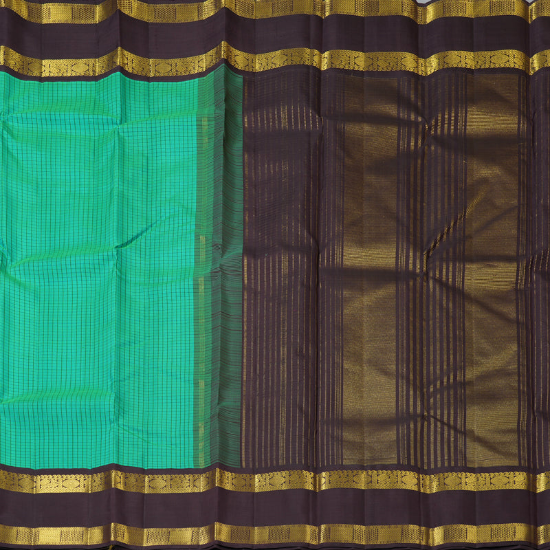 Hayagrivas Handloom Aqua Green Kanjivaram Silk Saree with Plum Purple Border KBF131D1-1