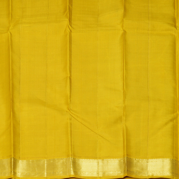 Hayagrivas Handloom Black Kanjivaram Silk Saree with Sampanga Yellow Border KBF132D1-1