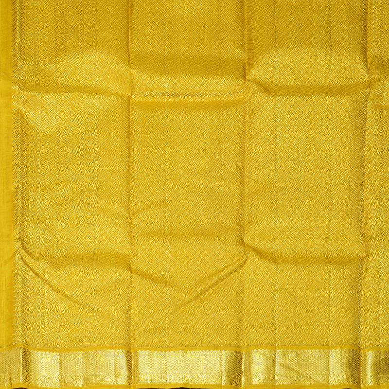 Hayagrivas Handloom Black Kanjivaram Silk Saree with Sampanga Yellow Border KBF132D1-1