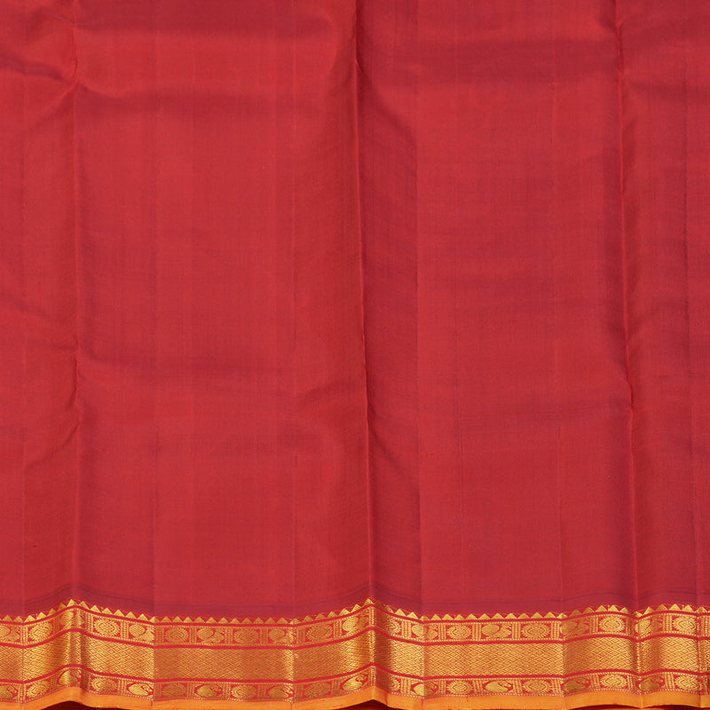 Hayagrivas Handloom Greenish-Grey Kanjivaram Silk Saree with Red Border KBF132D4-1