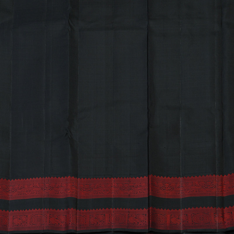 Hayagrivas Handloom Carrot Orange Kanjivaram Silk Saree with Black Border KBF133D2-1