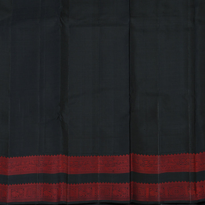 Hayagrivas Handloom Carrot Orange Kanjivaram Silk Saree with Black Border KBF133D2-1