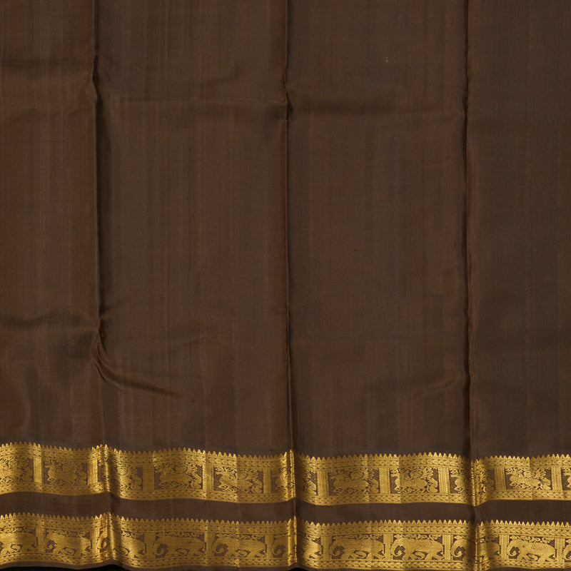 Hayagrivas Handloom Rust Orange Kanjivaram Silk Saree with Chocolate Brown Border KBF133D2-2