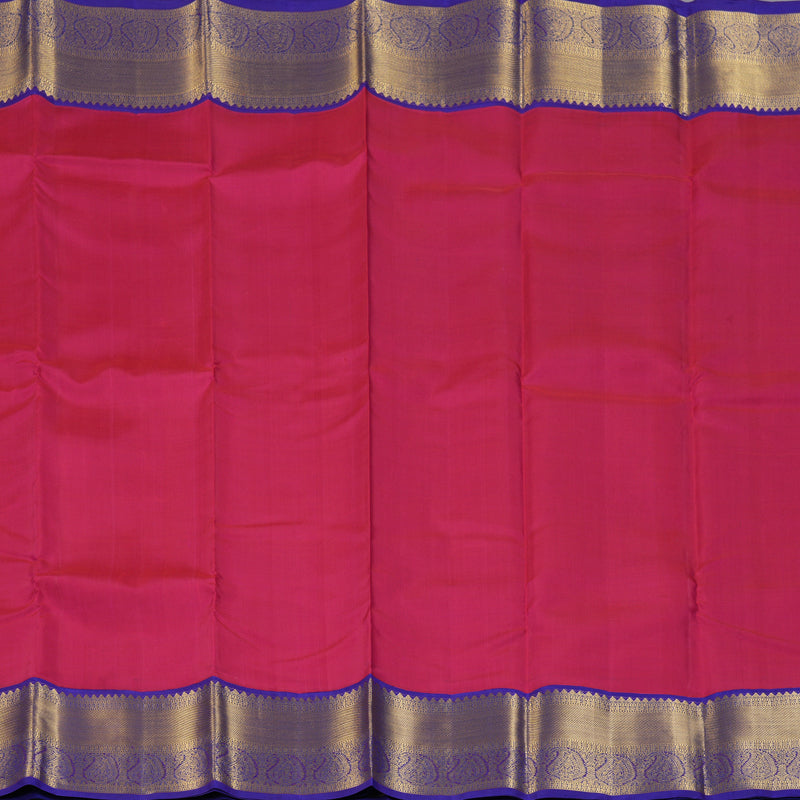 Hayagrivas Handloom Rani Pink Kanjivaram Silk Saree with Purplish-Blue Border KBF133D2-3