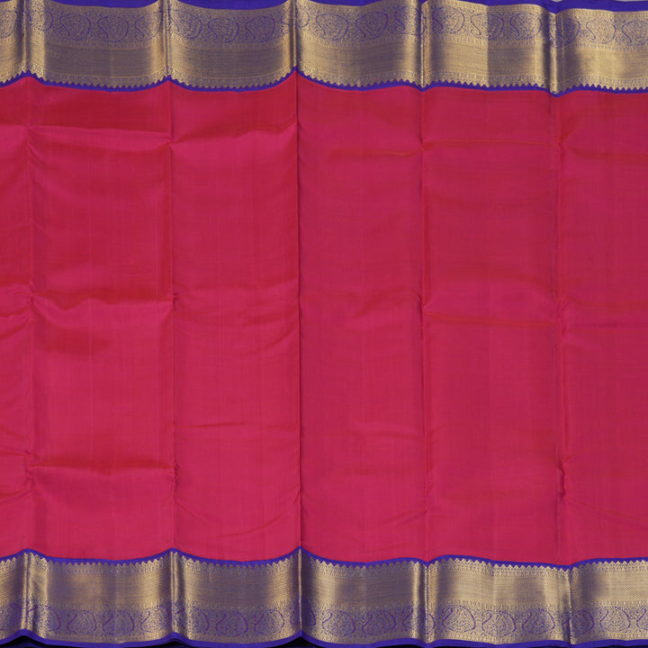 Hayagrivas Handloom Rani Pink Kanjivaram Silk Saree with Purplish-Blue Border KBF133D2-3