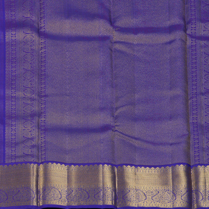 Hayagrivas Handloom Rani Pink Kanjivaram Silk Saree with Purplish-Blue Border KBF133D2-3