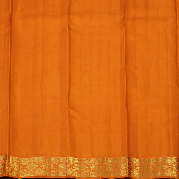 Hayagrivas Handloom Sampanga Green Kanjivaram Silk Saree with Orange Border KBF133D3-1