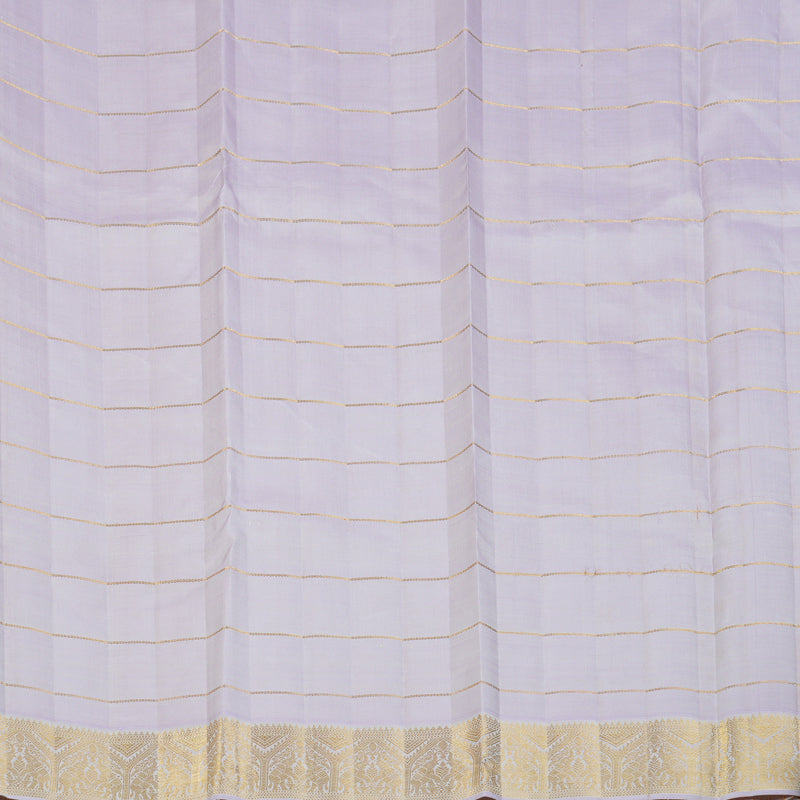 Hayagrivas Handloom Half-White Kanjivaram Silk Saree with Lilac Border KBF133D6-1