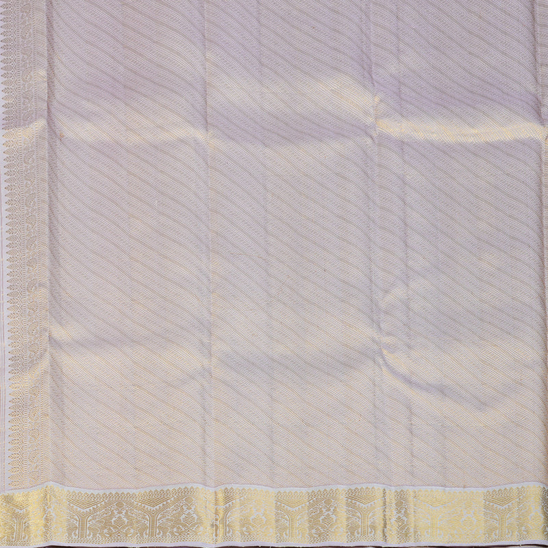 Hayagrivas Handloom Half-White Kanjivaram Silk Saree with Lilac Border KBF133D6-1