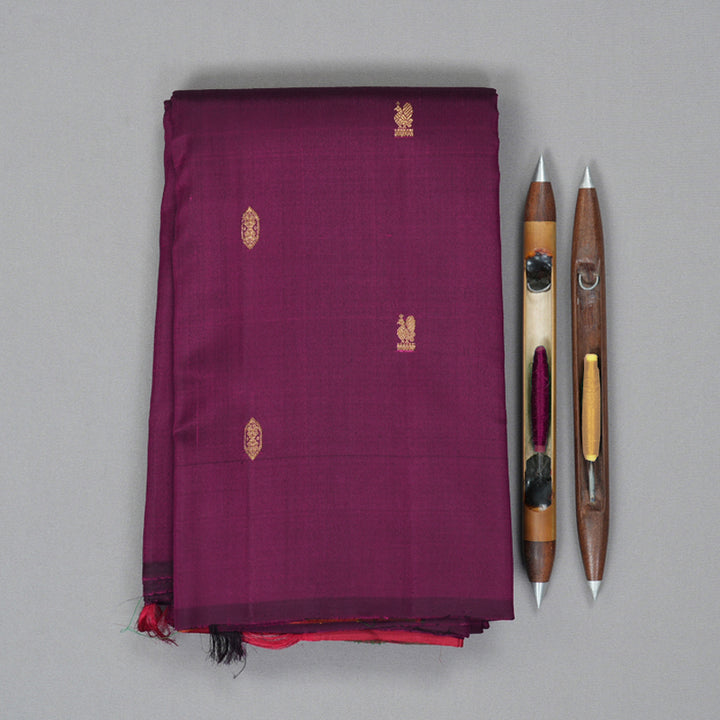 Hayagrivas Handloom Purple Kanjivaram Silk Saree KBF134D1-1