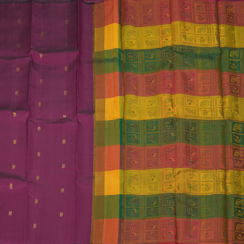 Hayagrivas Handloom Purple Kanjivaram Silk Saree KBF134D1-1