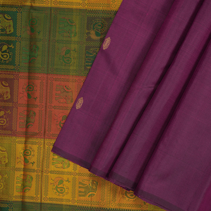 Hayagrivas Handloom Purple Kanjivaram Silk Saree KBF134D1-1