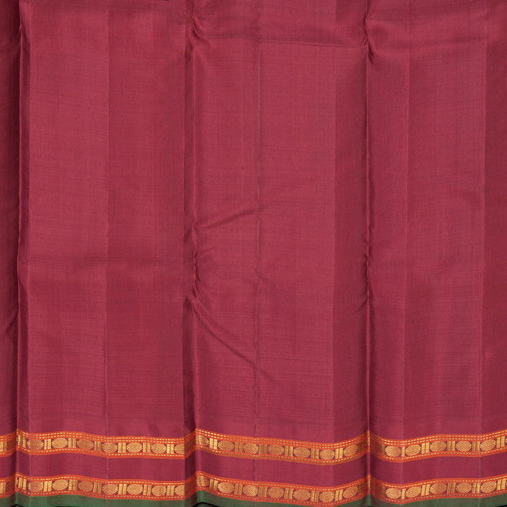 Hayagrivas Handloom Yellow Kanjivaram Silk Saree with Maroon Border KBF134D5-1