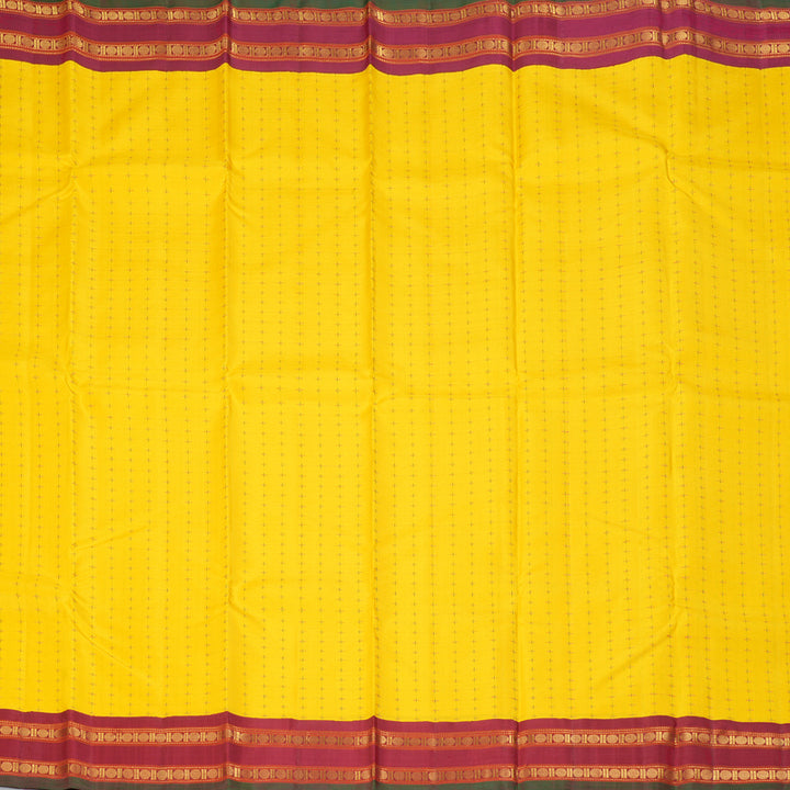 Hayagrivas Handloom Yellow Kanjivaram Silk Saree with Maroon Border KBF134D5-1