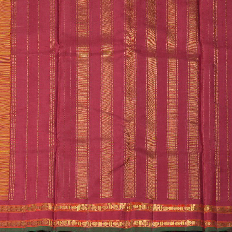 Hayagrivas Handloom Yellow Kanjivaram Silk Saree with Maroon Border KBF134D5-1