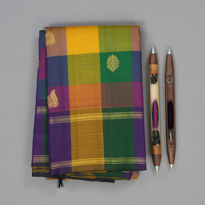 Hayagrivas Handloom Multicolour Checks Kanjivaram Silk Saree KBF135D1-1