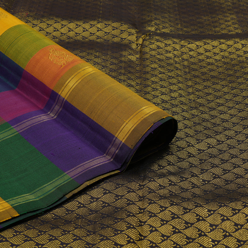Hayagrivas Handloom Multicolour Checks Kanjivaram Silk Saree KBF135D1-1