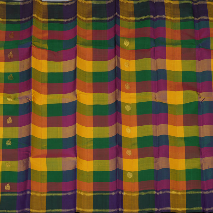Hayagrivas Handloom Multicolour Checks Kanjivaram Silk Saree KBF135D1-1