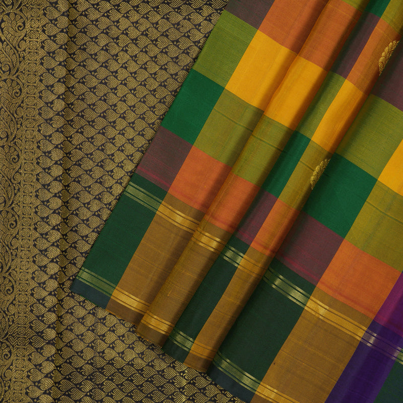 Hayagrivas Handloom Multicolour Checks Kanjivaram Silk Saree KBF135D1-1