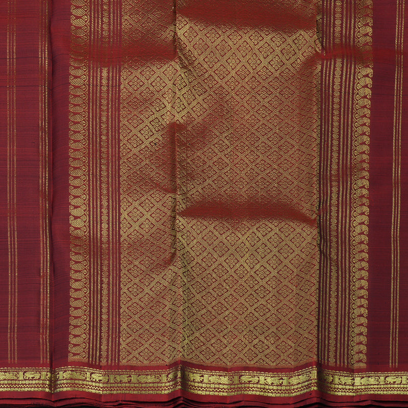 Hayagrivas Handloom Mauve Kanjivaram Silk Saree with Maroon Border KBF136D1-1