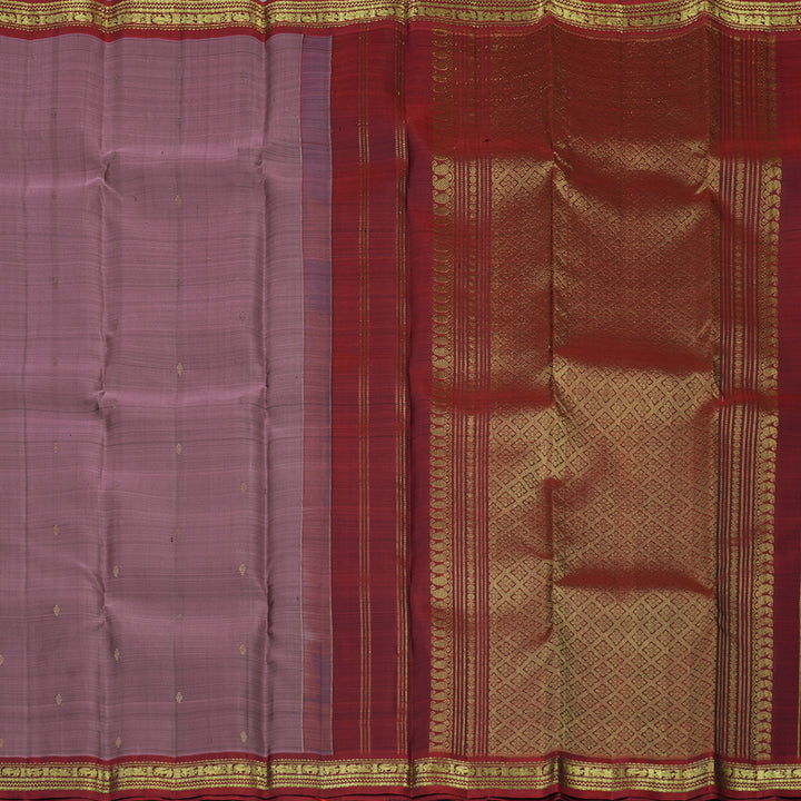 Hayagrivas Handloom Mauve Kanjivaram Silk Saree with Maroon Border KBF136D1-1