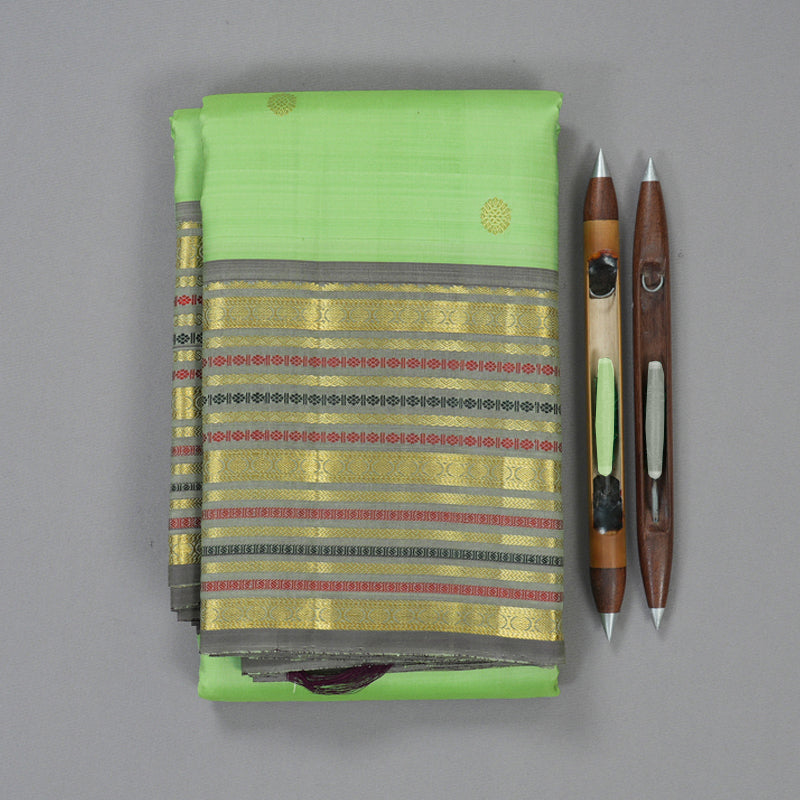 Hayagrivas Handloom Pista Green Kanjivaram Silk Saree KBF136D10-1