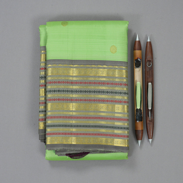 Hayagrivas Handloom Pista Green Kanjivaram Silk Saree KBF136D10-1