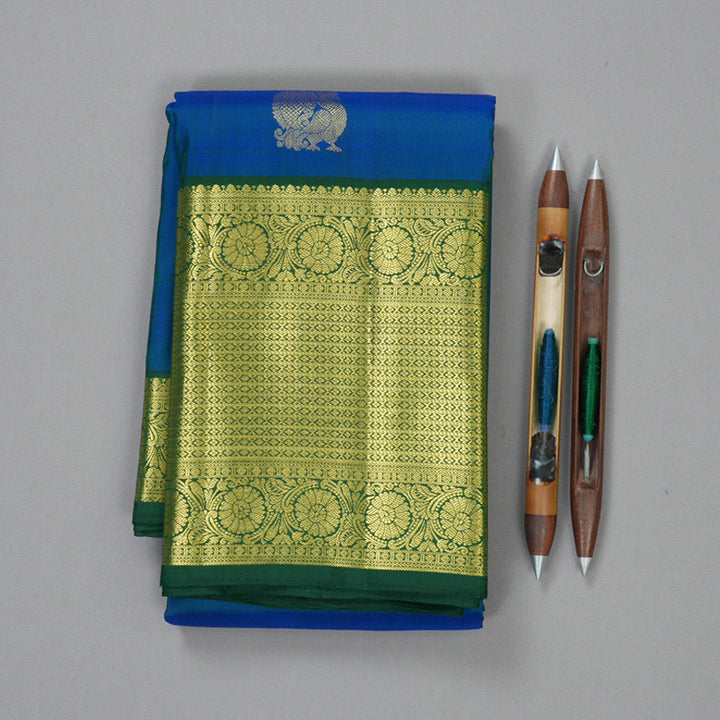 Hayagrivas Handloom Mayilkazhuthu Kanjivaram Silk Saree with Bottle Green Border KBF136D10-11