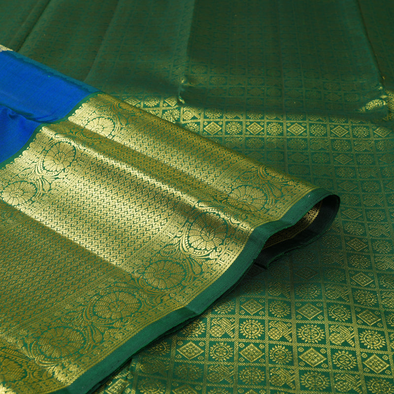Hayagrivas Handloom Mayilkazhuthu Kanjivaram Silk Saree with Bottle Green Border KBF136D10-11