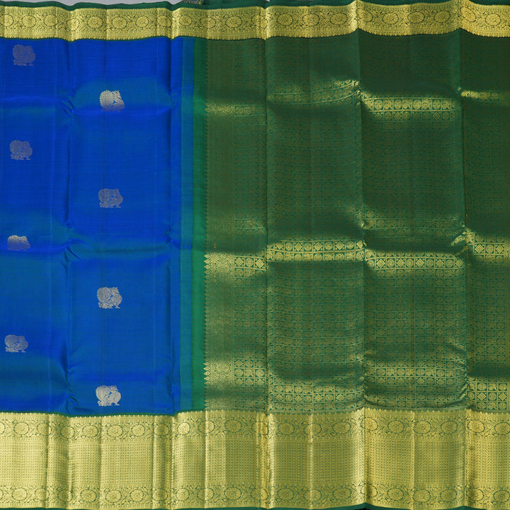 Hayagrivas Handloom Mayilkazhuthu Kanjivaram Silk Saree with Bottle Green Border KBF136D10-11