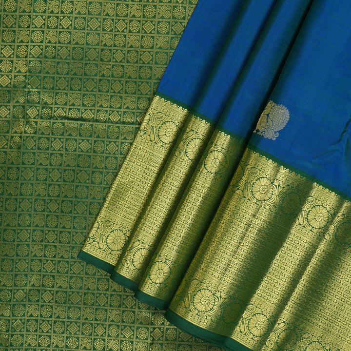 Hayagrivas Handloom Mayilkazhuthu Kanjivaram Silk Saree with Bottle Green Border KBF136D10-11