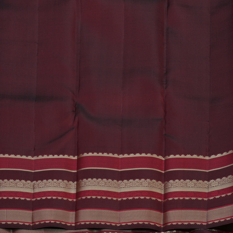 Hayagrivas Handloom Reddish-Grey Kanjivaram Silk Saree with Wine Maroon Border KBF136D10-12