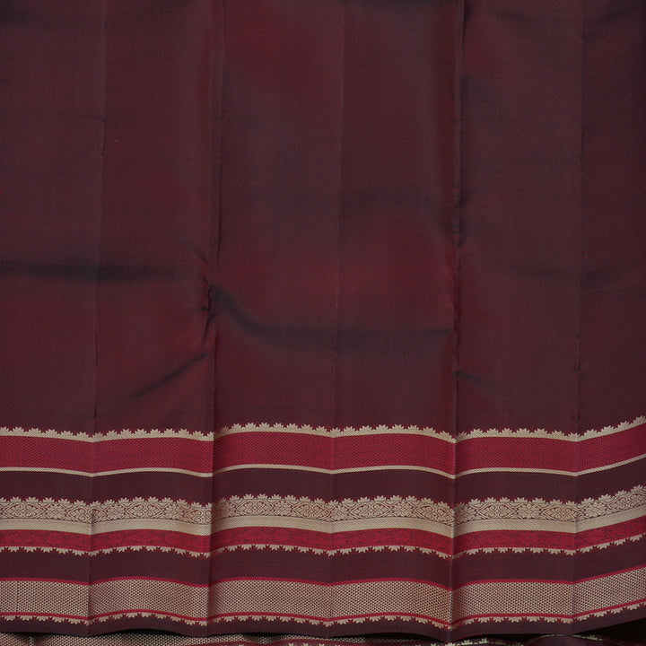 Hayagrivas Handloom Reddish-Grey Kanjivaram Silk Saree with Wine Maroon Border KBF136D10-12
