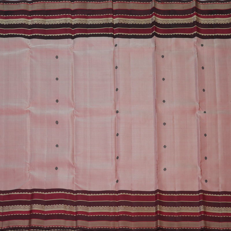 Hayagrivas Handloom Reddish-Grey Kanjivaram Silk Saree with Wine Maroon Border KBF136D10-12