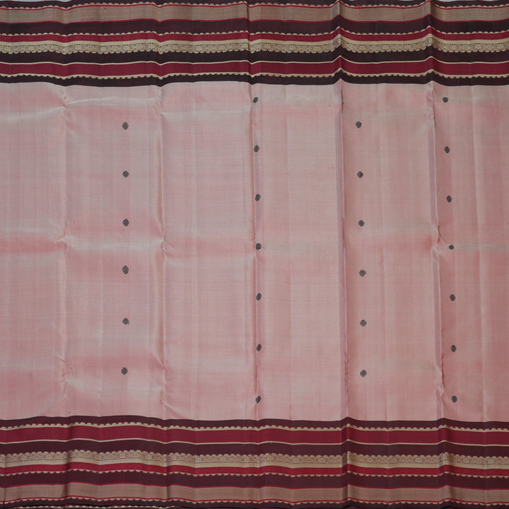 Hayagrivas Handloom Reddish-Grey Kanjivaram Silk Saree with Wine Maroon Border KBF136D10-12