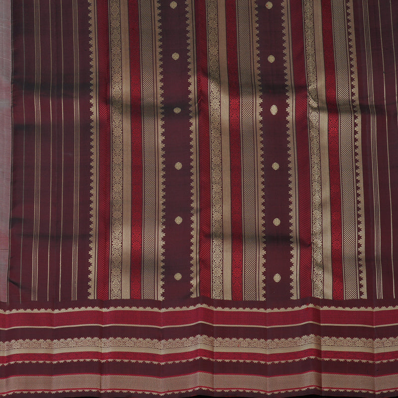 Hayagrivas Handloom Reddish-Grey Kanjivaram Silk Saree with Wine Maroon Border KBF136D10-12
