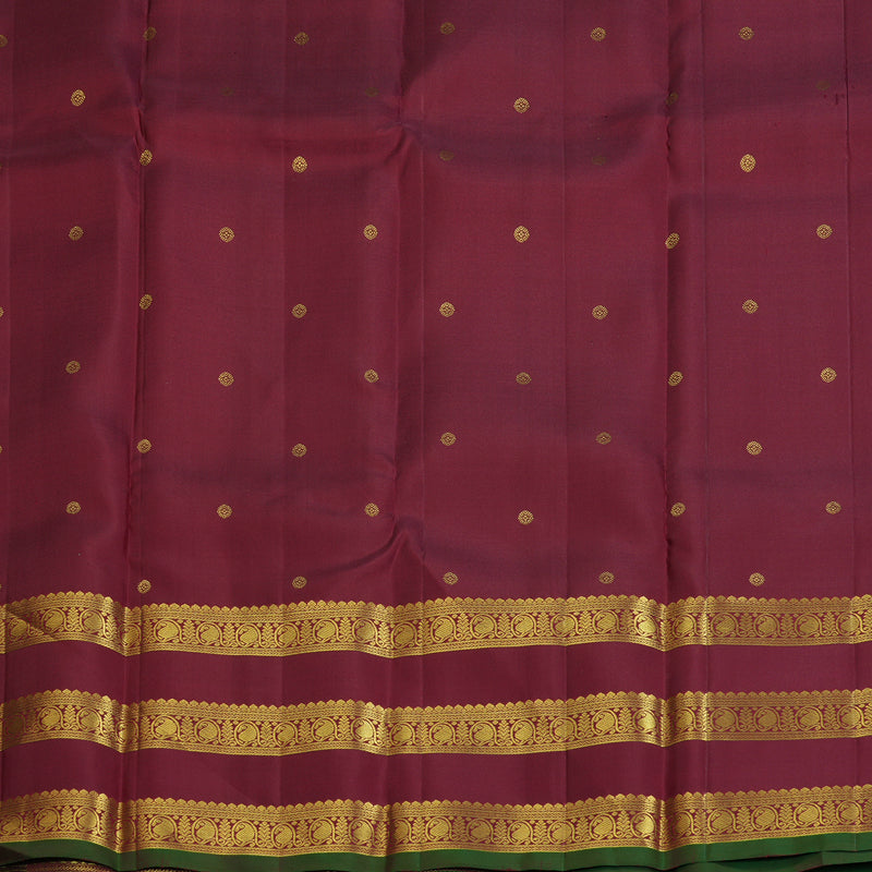 Hayagrivas Handloom Red Kanjivaram Silk Saree with Maroon Border KBF136D10-13