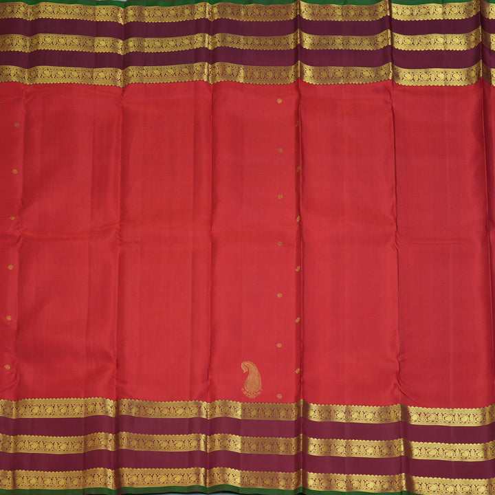 Hayagrivas Handloom Red Kanjivaram Silk Saree with Maroon Border KBF136D10-13